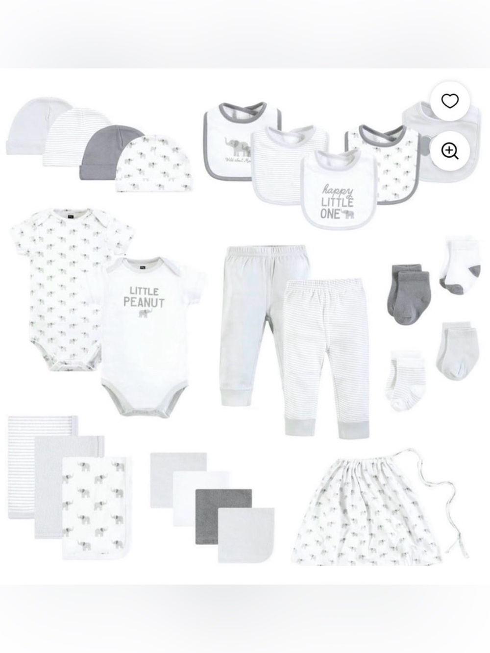 Hudson Baby White and Gray 25-Piece Baby Essentials Set